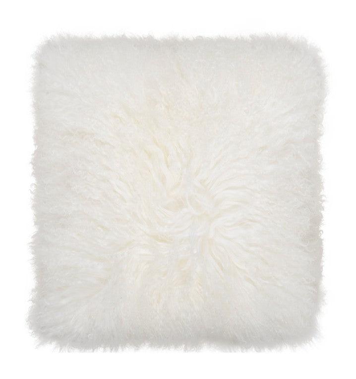 Perna decorativa patrata crem din blana si poliester 40x40 cm Tibetan Lamb Fur LifeStyle Home Collection - PARIS14A.RO