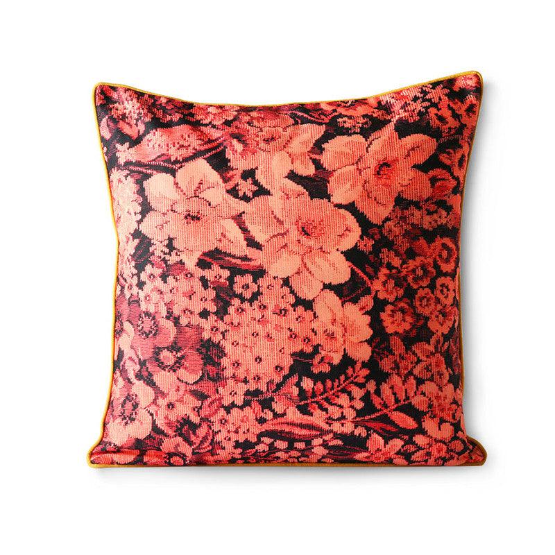 Perna decorativa patrata rosie/galbena din poliester si bumbac 50x50 cm Coral HK Living - PARIS14A.RO