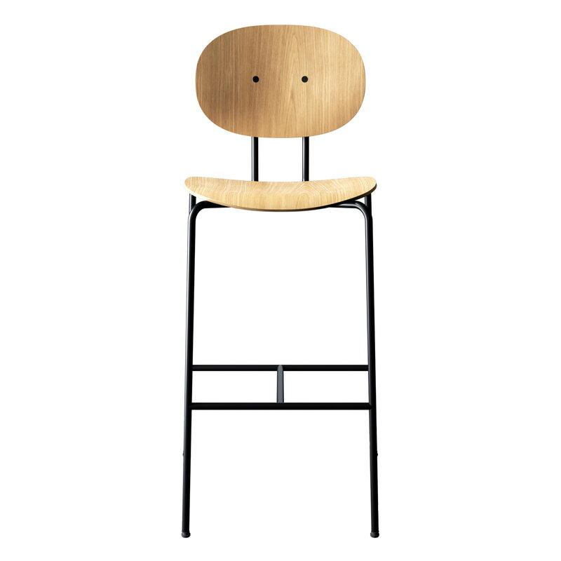 Piet Hein Bar scaun 75 cm, negru - stejar lacuit alb - PARIS14A.RO