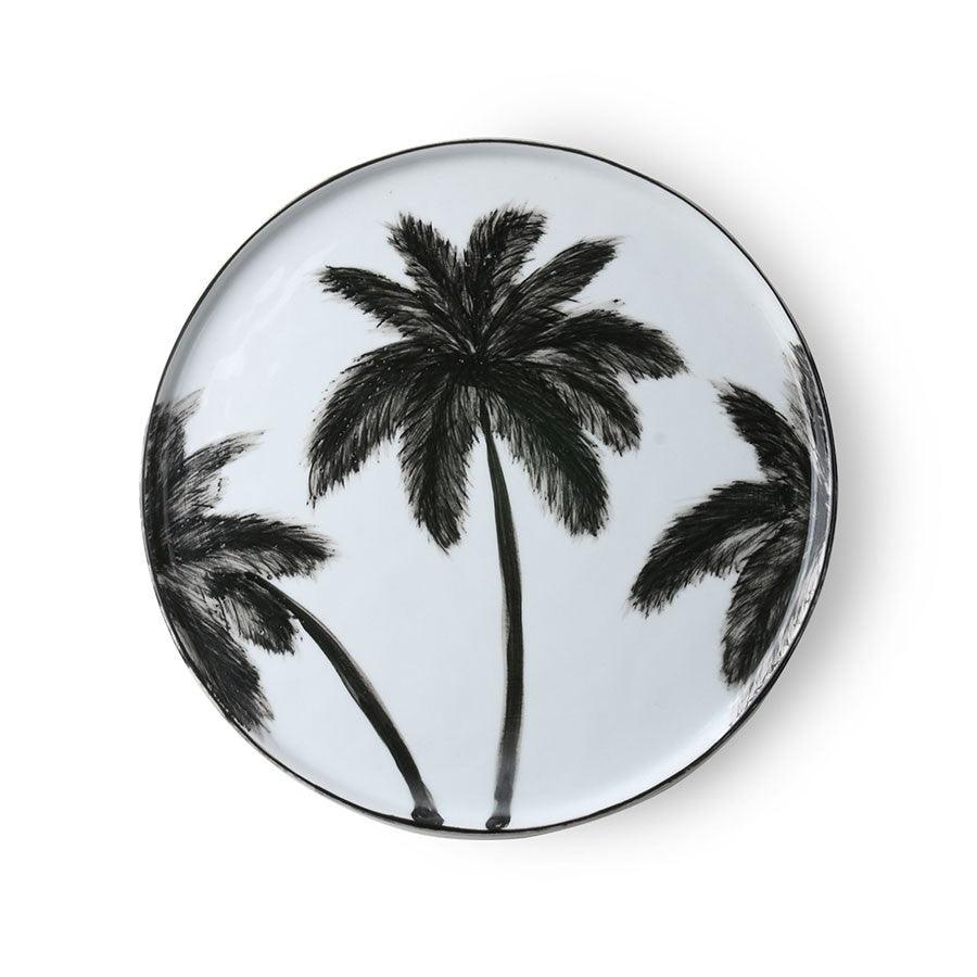 Platou alb/negru din portelan 27 cm Palms HK Living - PARIS14A.RO