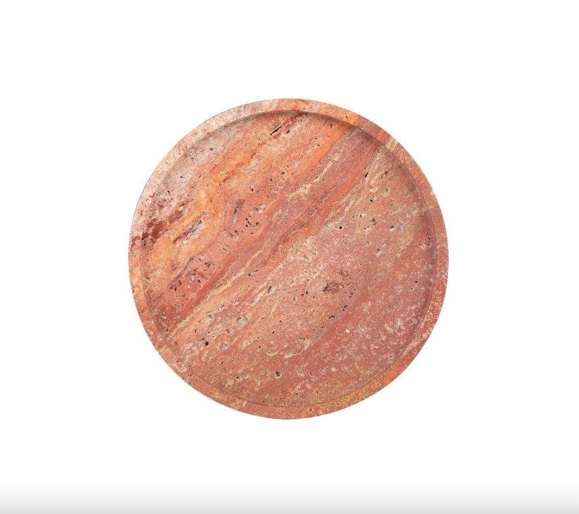Platou decorativ rosu din travertin Red Marble Round Mini Versmissen - PARIS14A.RO