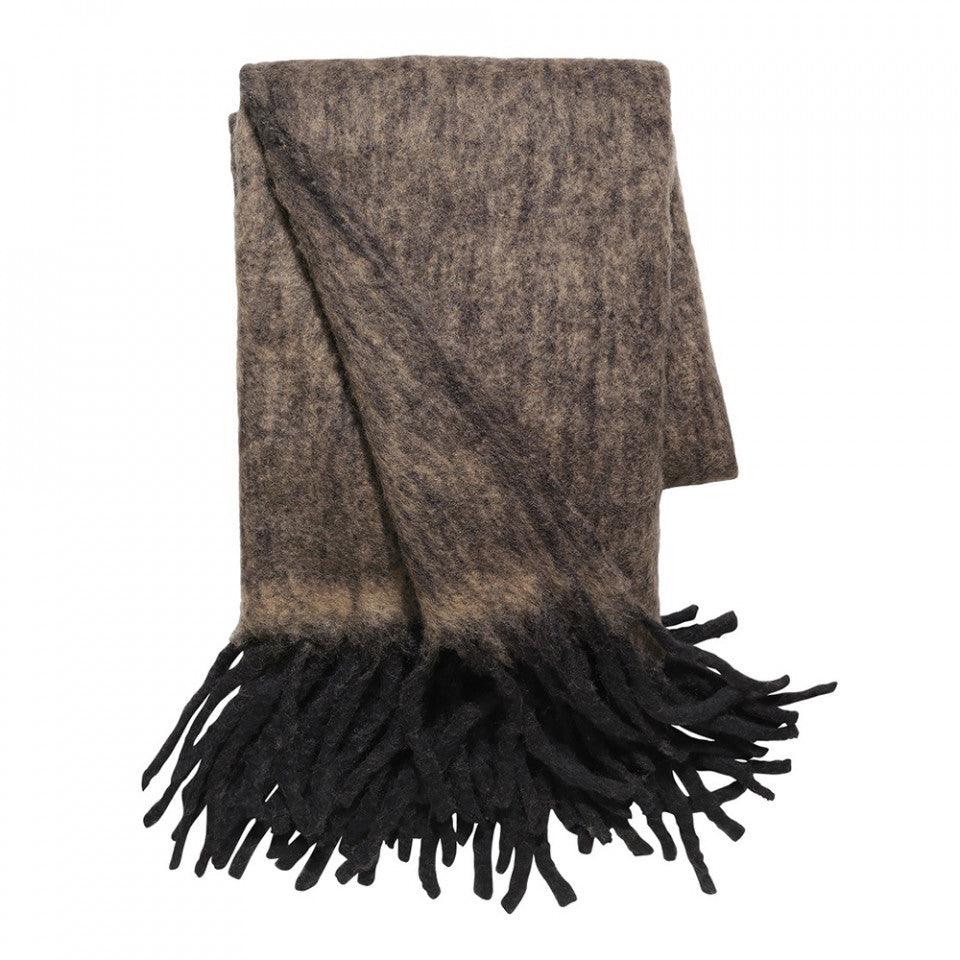 Pled din lana si fibre acrilice 130x170 cm Mathea Nougat Black Cozy Living Copenhagen - PARIS14A.RO