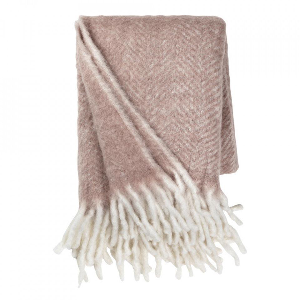 Pled roz pudra din lana si fibre acrilice 130x170 cm Mathea Melange Cozy Living Copenhagen - PARIS14A.RO