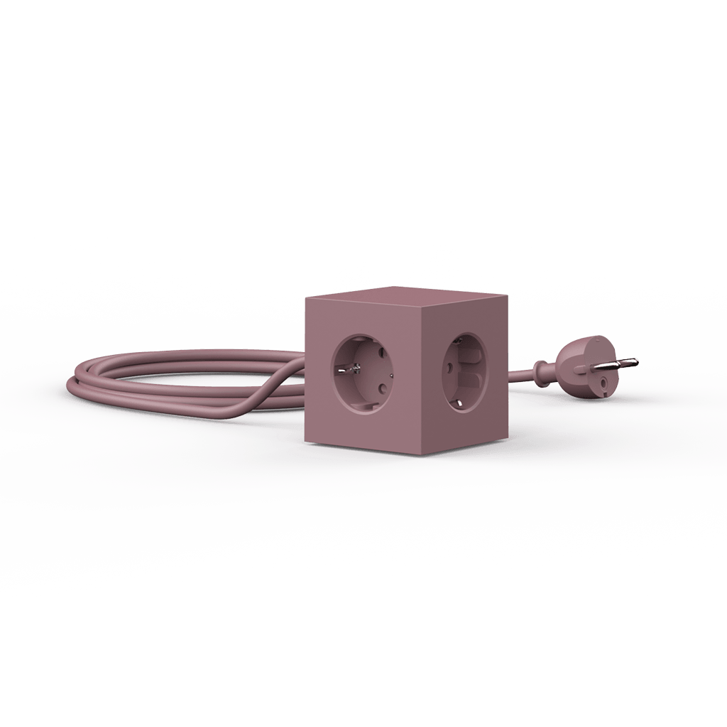 Prelungitor tip cub Square 1, 3 prize, 2 USB - Culoare Rusty Red - Avolt - PARIS14A.RO