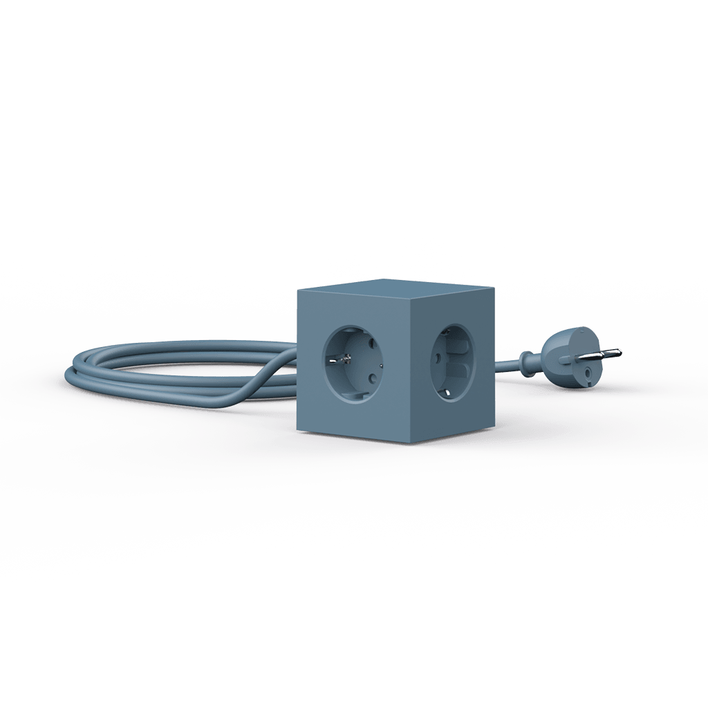 Prelungitor tip cub Square 1, 3 prize, 2 USB - Culoare Shark Blue - Avolt - PARIS14A.RO