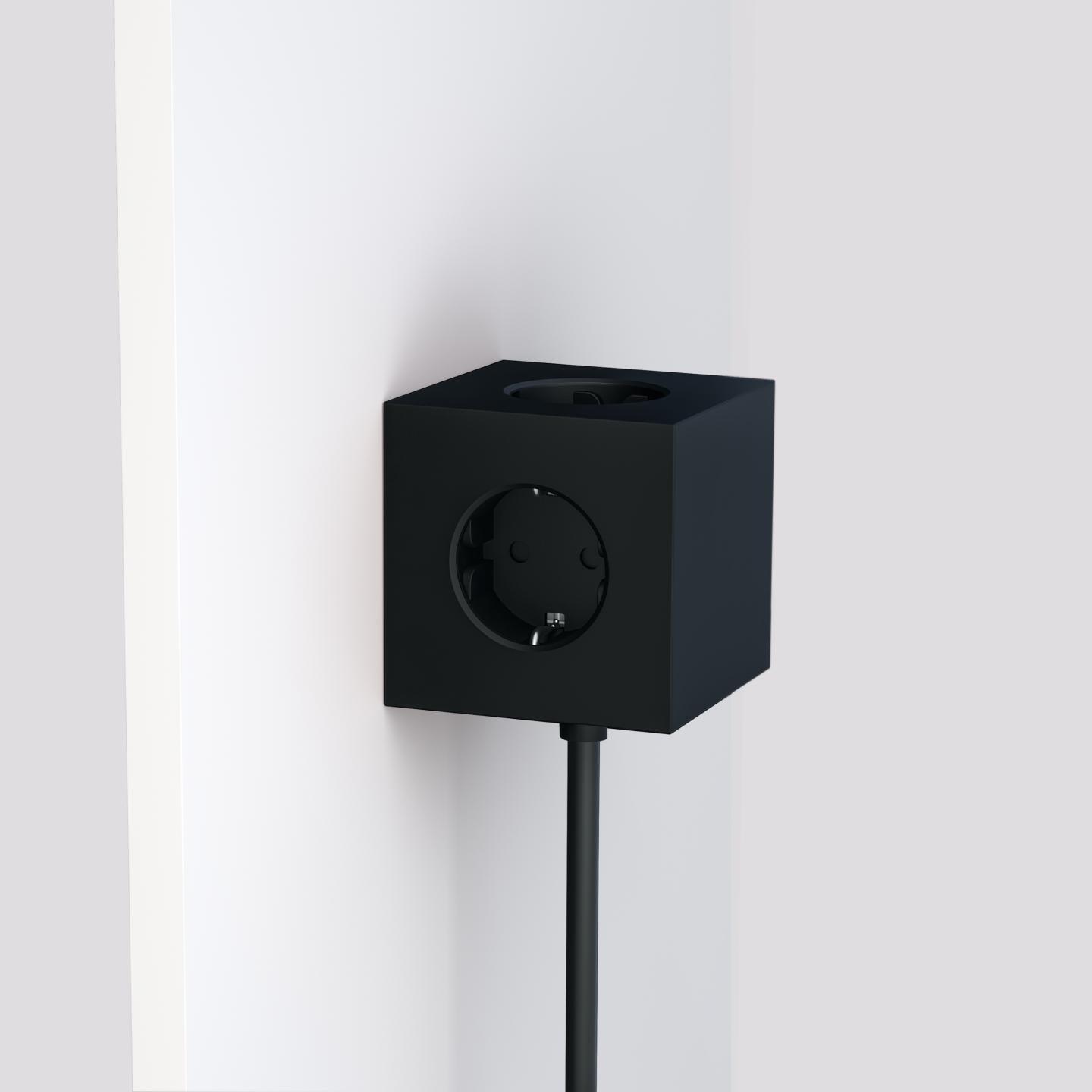 Prelungitor tip cub Square 1, 3 prize, 2 USB - Culoare Stockholm Black - Avolt - PARIS14A.RO