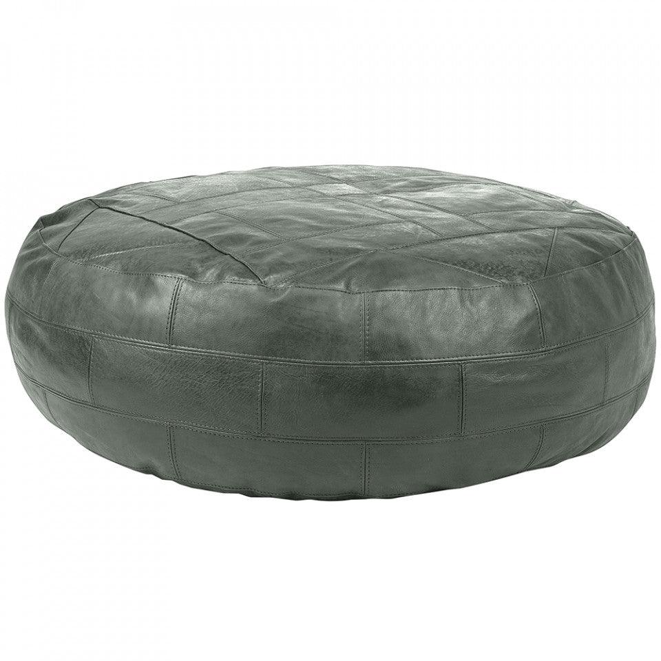 Puf rotund verde din piele 120 cm Shred Versmissen - PARIS14A.RO