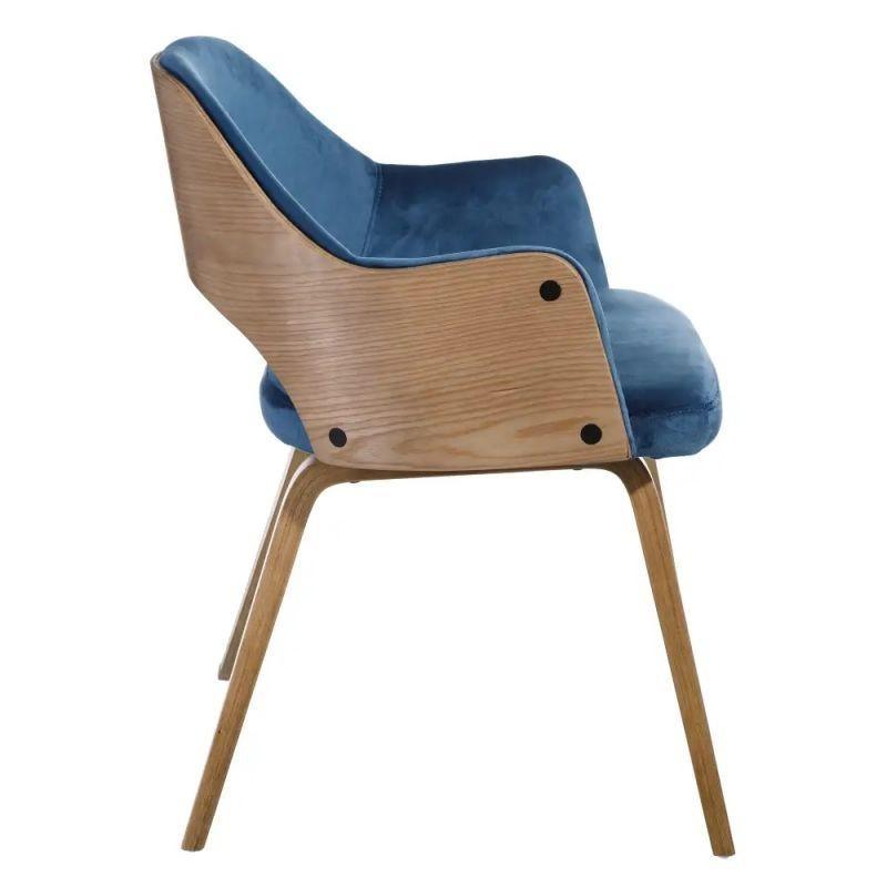 Scaun din lemn si catifea albastru Bistro - PARIS14A.RO