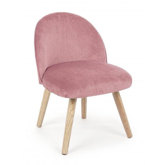 Scaun dining roz din catifea si lemn Adeline Bizzotto - PARIS14A.RO