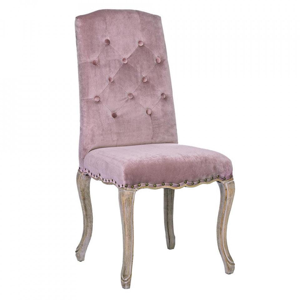 Scaun dining roz/maro din catifea si lemn Diva Bizzotto - PARIS14A.RO