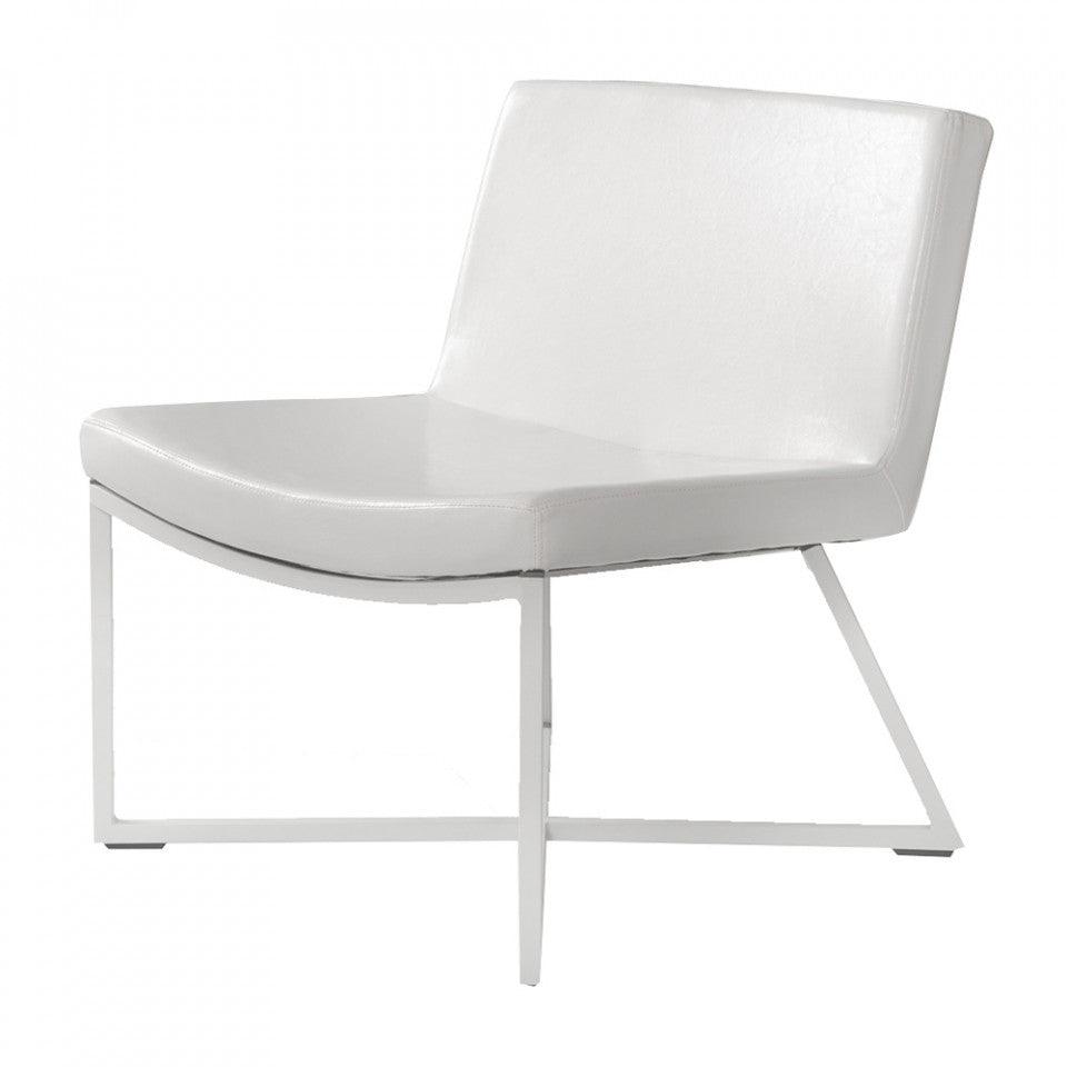 Scaun lounge alb din piele si metal Zero Custom Form - PARIS14A.RO