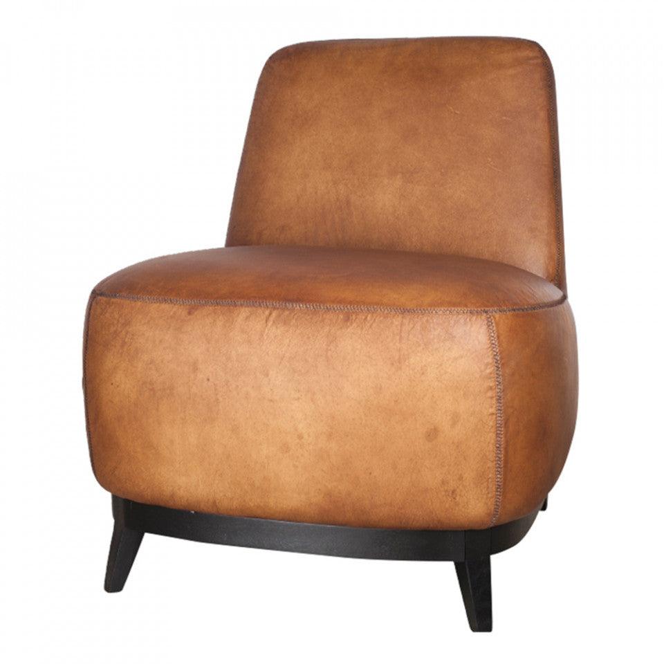 Scaun lounge din lemn si piele Leonardo LifeStyle Home Collection - PARIS14A.RO