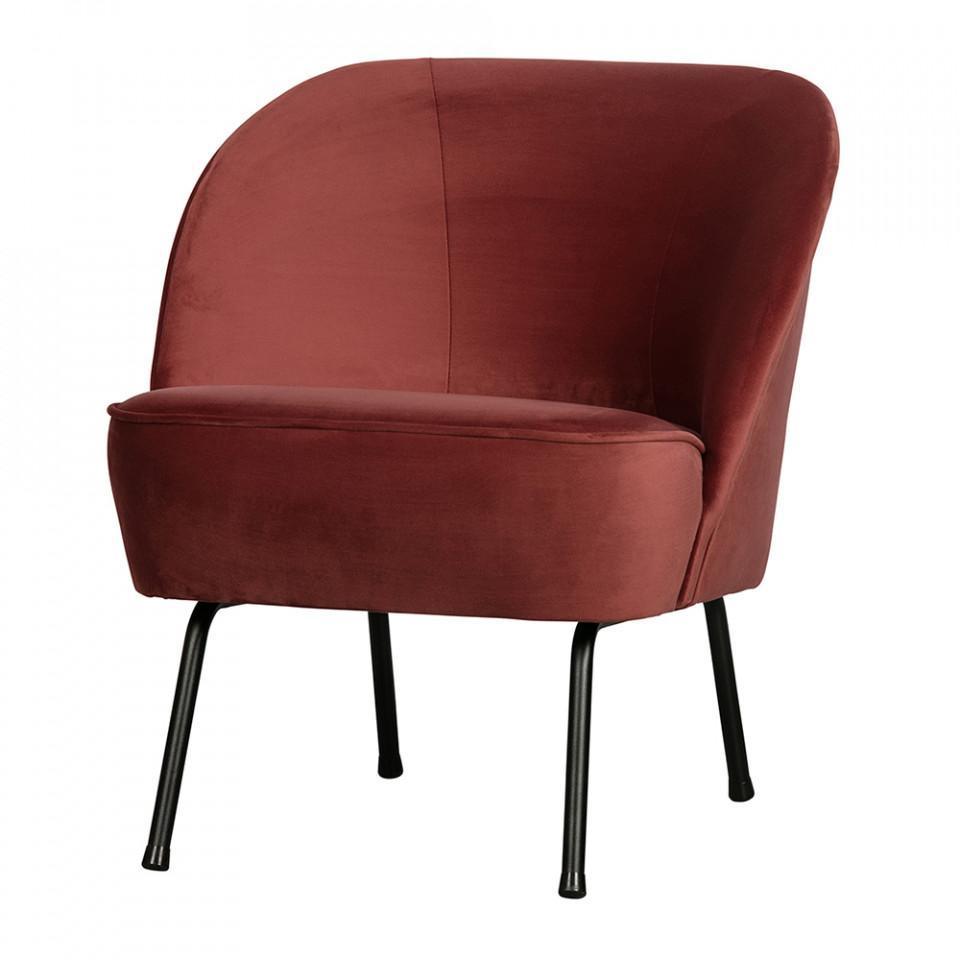 Scaun lounge maro castana din catifea si otel Vogue - PARIS14A.RO