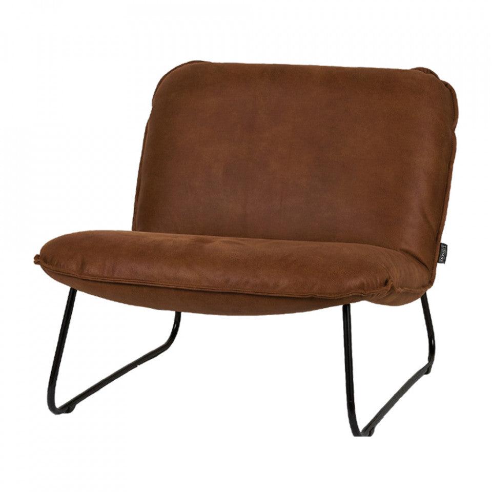 Scaun lounge maro coniac din metal si piele Padova LifeStyle Home Collection - PARIS14A.RO