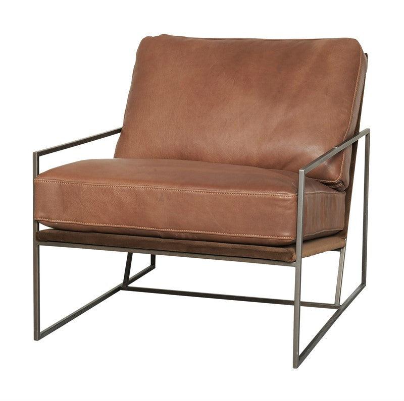 Scaun lounge maro din piele si fier Houston LifeStyle Home Collection - PARIS14A.RO