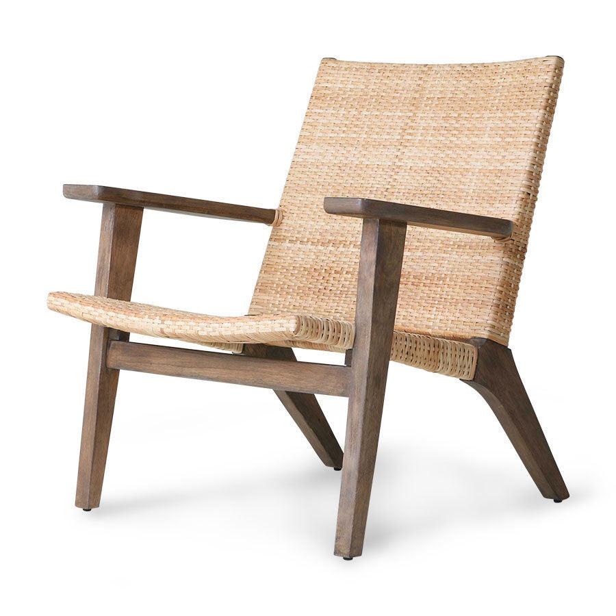 Scaun lounge maro din ratan si lemn de bambus Doris HK Living - PARIS14A.RO