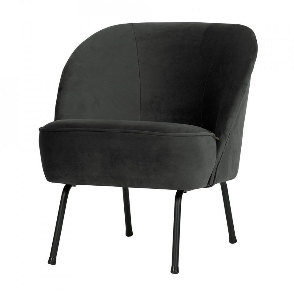 Scaun lounge negru din catifea si fier Vogue - PARIS14A.RO