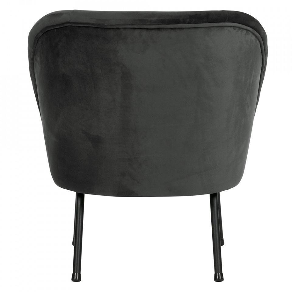 Scaun lounge negru din catifea si fier Vogue - PARIS14A.RO