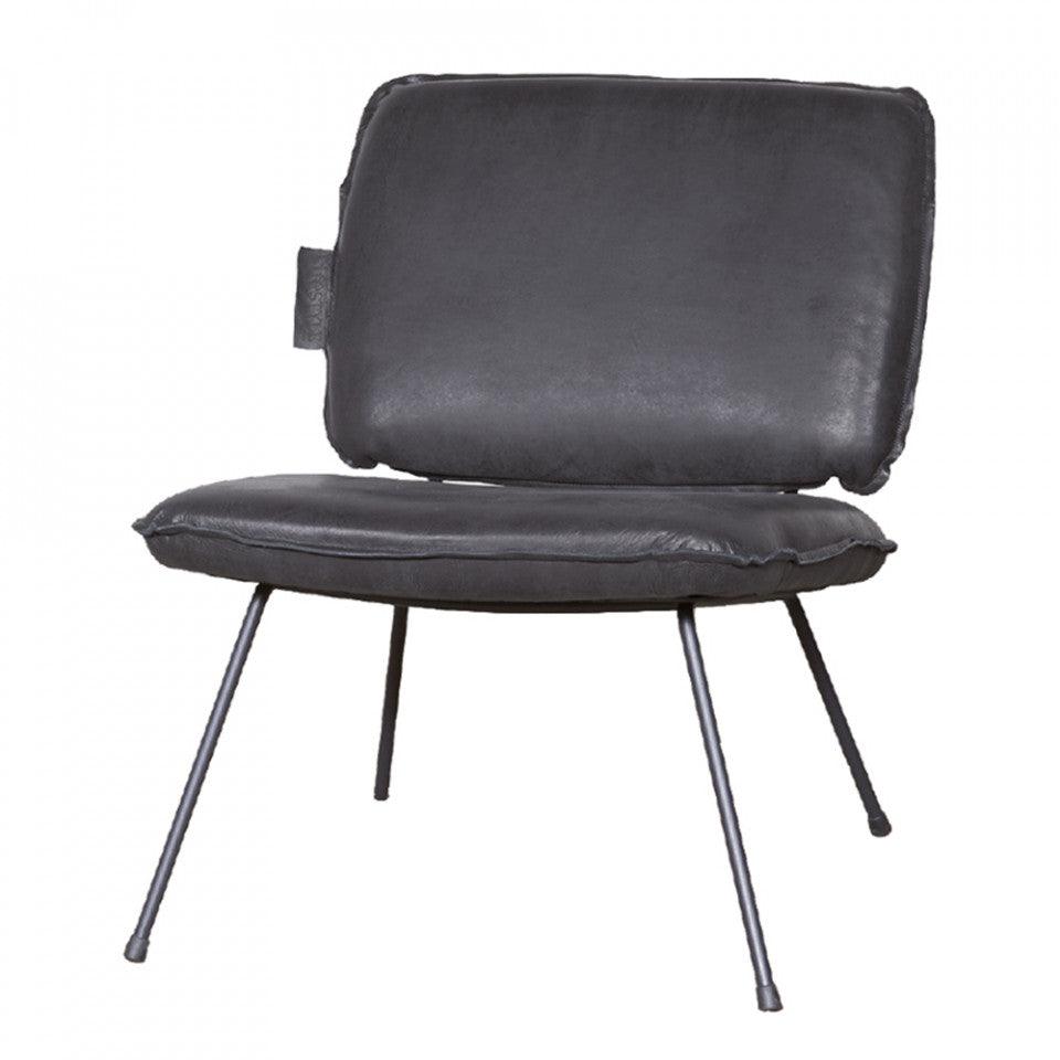 Scaun lounge negru din metal si piele Arkansas LifeStyle Home Collection - PARIS14A.RO