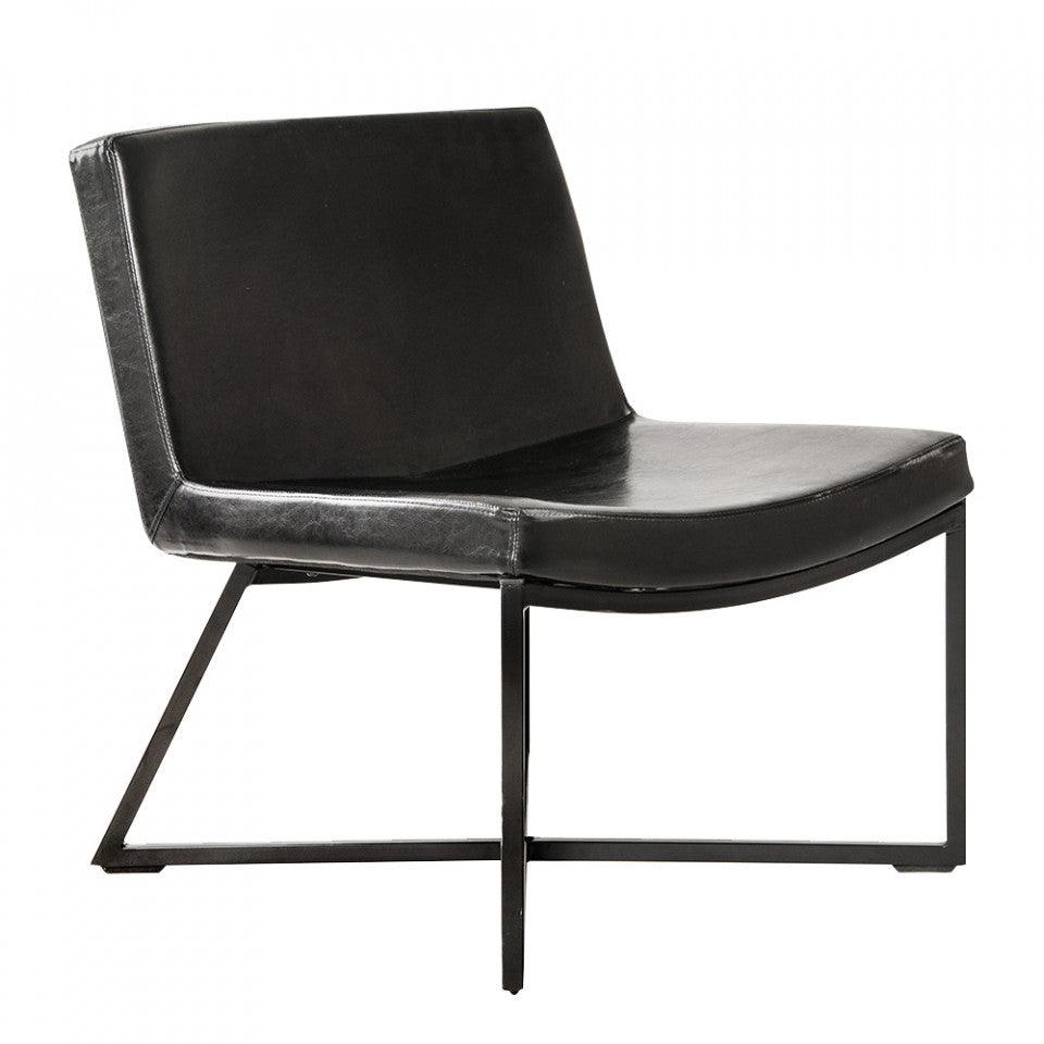 Scaun lounge negru din piele si metal Zero Custom Form - PARIS14A.RO