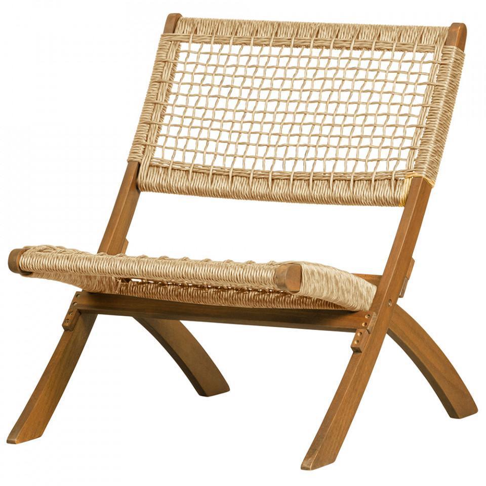 Scaun lounge pliabil maro din lemn de eucalipt si polietilena Lois - PARIS14A.RO