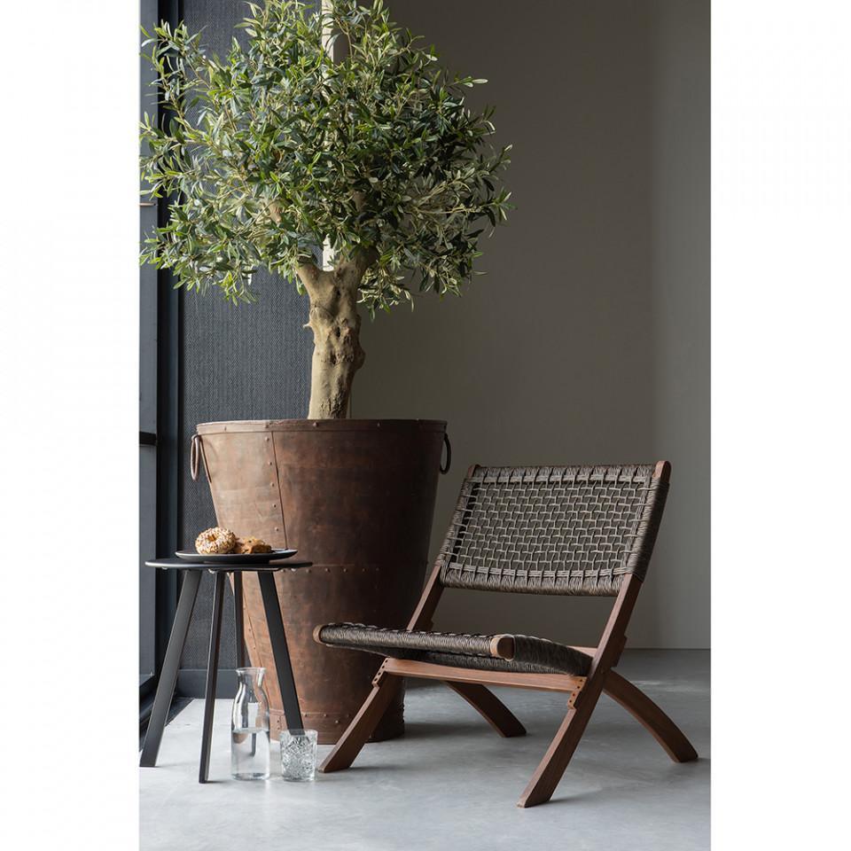Scaun lounge pliabil maro inchis din lemn de eucalipt si polietilena Lois - PARIS14A.RO