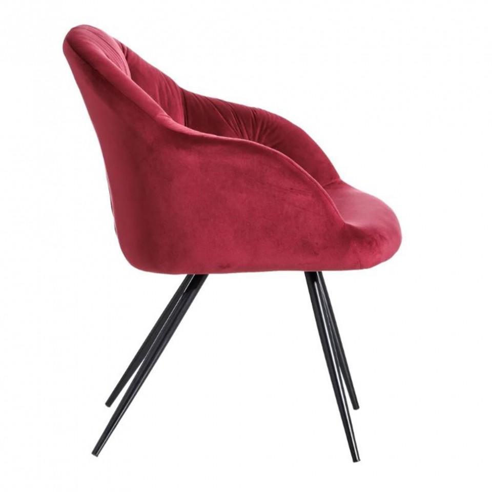 Scaun lounge rosu/negru din catifea si metal Birdie - PARIS14A.RO