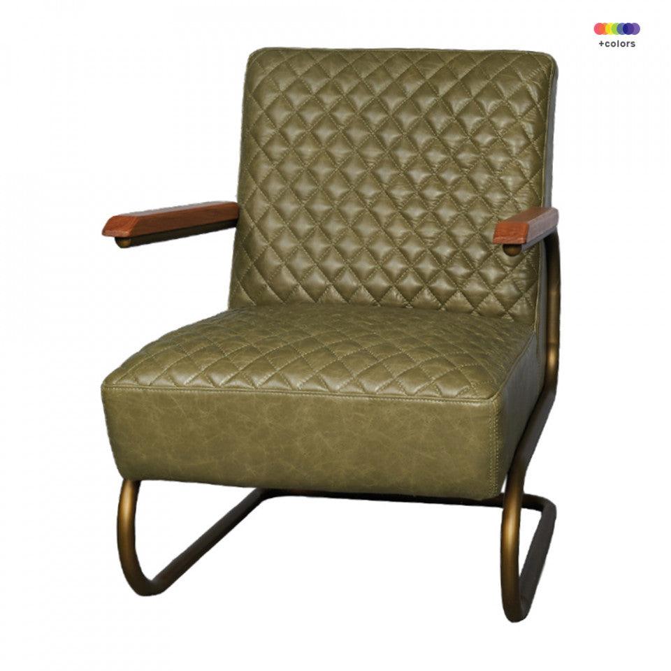 Scaun lounge verde din otel si piele Edward LifeStyle Home Collection - PARIS14A.RO