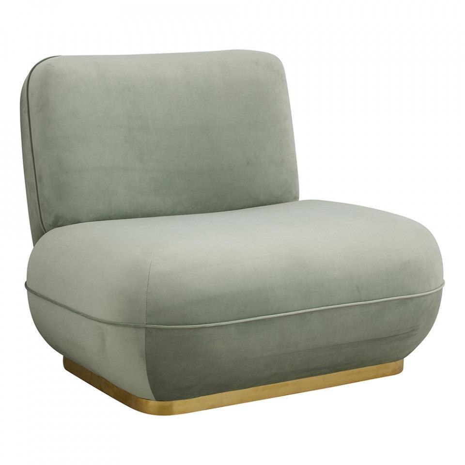 Scaun lounge verde menta/auriu din catifea si inox Iseo Nordal - PARIS14A.RO