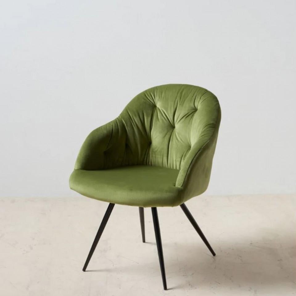 Scaun lounge verde/negru din catifea si metal Birdie - PARIS14A.RO