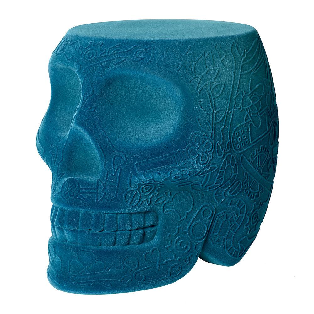 Scaun / masuta Mexico Skull Velvet Stool/Side Table - Light Blue - PARIS14A.RO