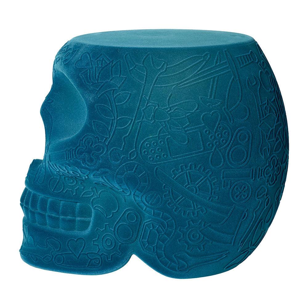 Scaun / masuta Mexico Skull Velvet Stool/Side Table - Light Blue - PARIS14A.RO