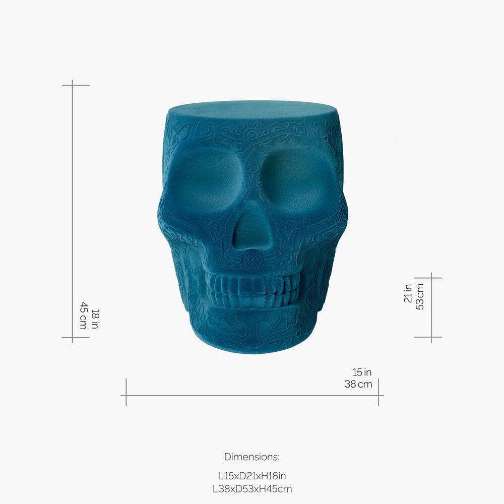 Scaun / masuta Mexico Skull Velvet Stool/Side Table - Light Blue - PARIS14A.RO