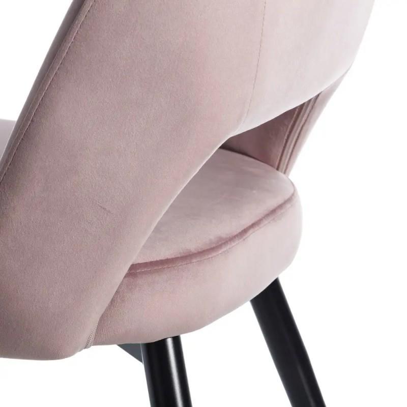Scaun roz din catifea cu picioare negre din metal Bird - PARIS14A.RO