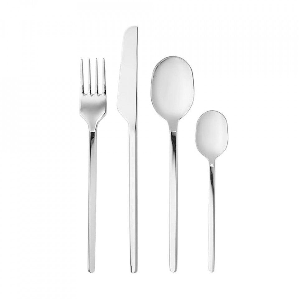 Set 16 tacamuri argintii din inox Carved Cutlery Bolia - PARIS14A.RO