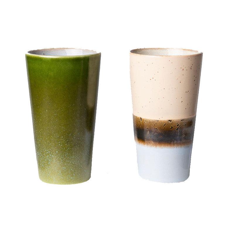 Set 2 cani multicolore din ceramica 280 ml Alpha 70s HK Living - PARIS14A.RO