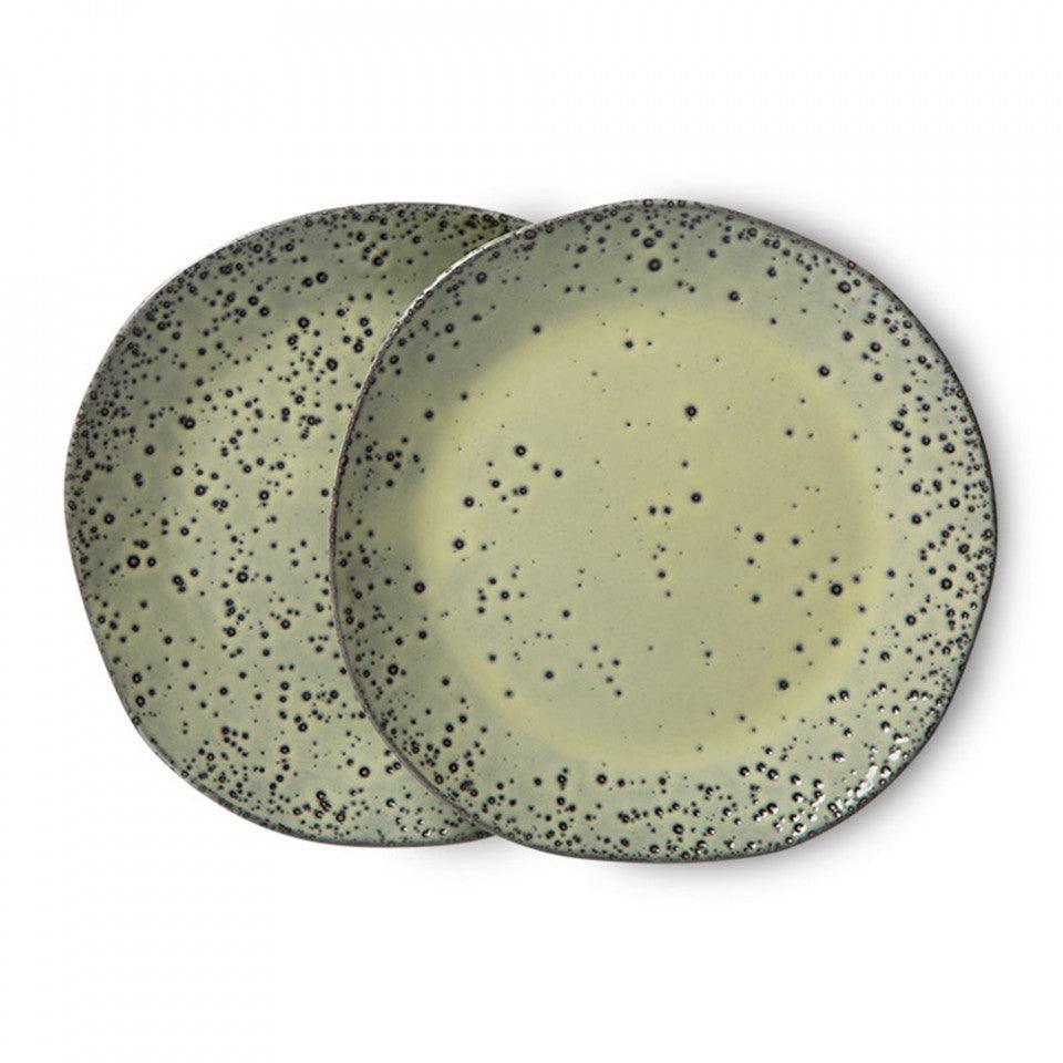 Set 2 farfurii pentru desert verzi din ceramica 16 cm 70s HK Living - PARIS14A.RO