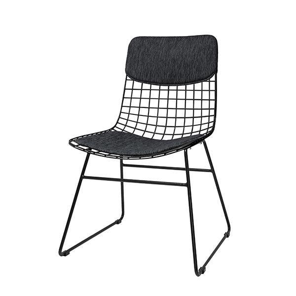 Set 2 perne negre din bumbac pentru sezut si spatar scaun Lia HK Living - PARIS14A.RO