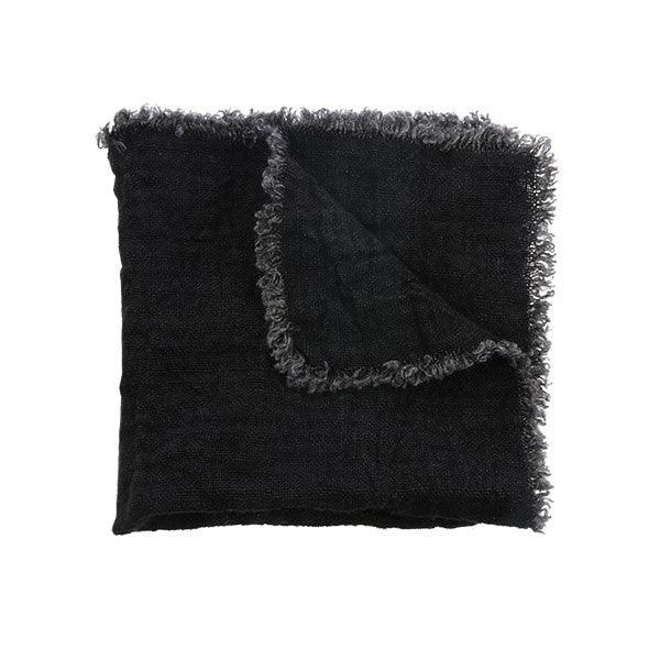 Set 2 prosoape de bucatarie negre din in 45x45 cm Fringes HK Living - PARIS14A.RO