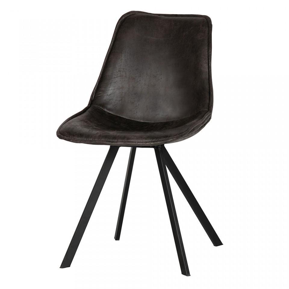 Set 2 scaune dining negre din poliuretan si metal Swen - PARIS14A.RO
