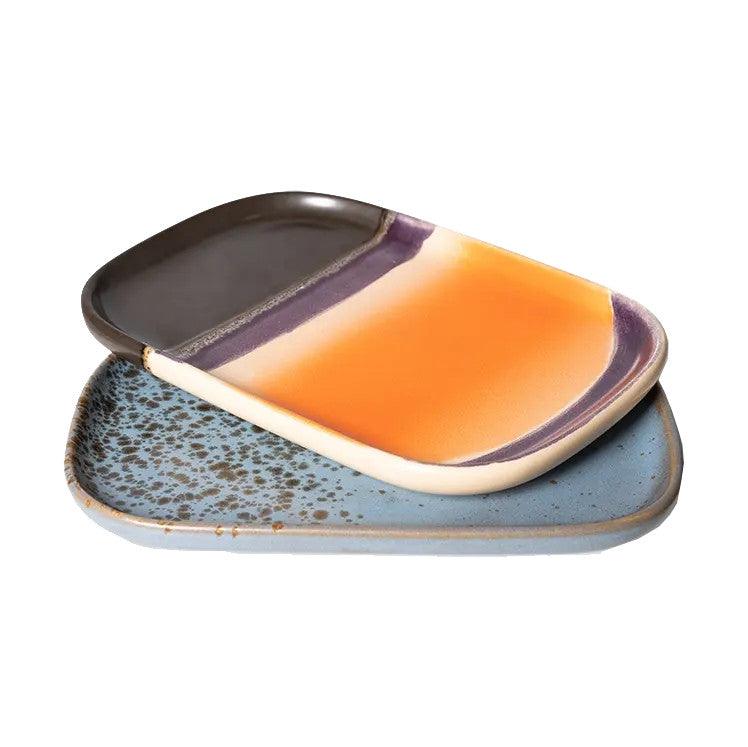 Set 2 tavi dreptunghiulare multicolore din ceramica 11x15 cm Aries HK Living - PARIS14A.RO