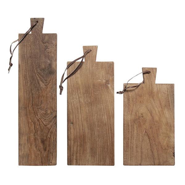 Set 3 tocatoare dreptunghiulare maro din lemn de tec Sia HK Living - PARIS14A.RO