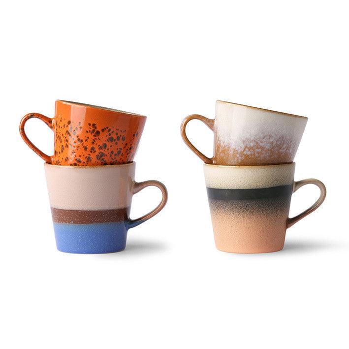 Set 4 cani multicolore din ceramica 260 ml Americano Coffee HK Living - PARIS14A.RO
