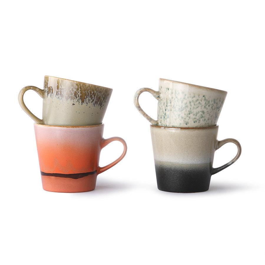 Set 4 cani multicolore din ceramica 260 ml Americano HK Living - PARIS14A.RO