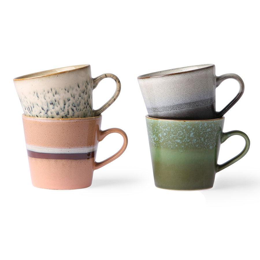 Set 4 cani multicolore din ceramica 300 ml Cappuccino HK Living - PARIS14A.RO