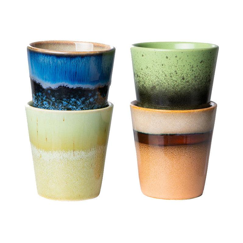 Set 4 cesti multicolore din ceramica 80 ml 70s HK Living - PARIS14A.RO
