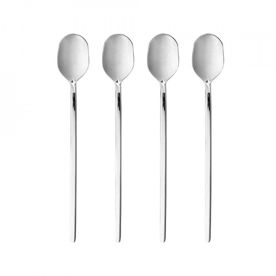 Set 4 lingurite argintii din inox Carved Latte Bolia - PARIS14A.RO