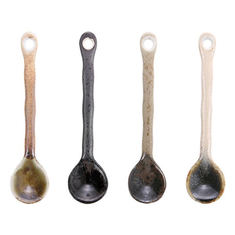 Set 4 lingurite de ceai multicolore din ceramica Kyoto HK Living - PARIS14A.RO