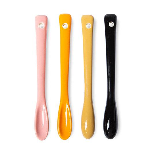 Set 4 lingurite pentru ceai multicolore din ceramica Bold & Basics HK Living - PARIS14A.RO