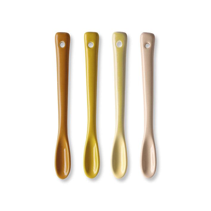 Set 4 lingurite pentru ceai multicolore din ceramica Bold&Basic HK Living - PARIS14A.RO